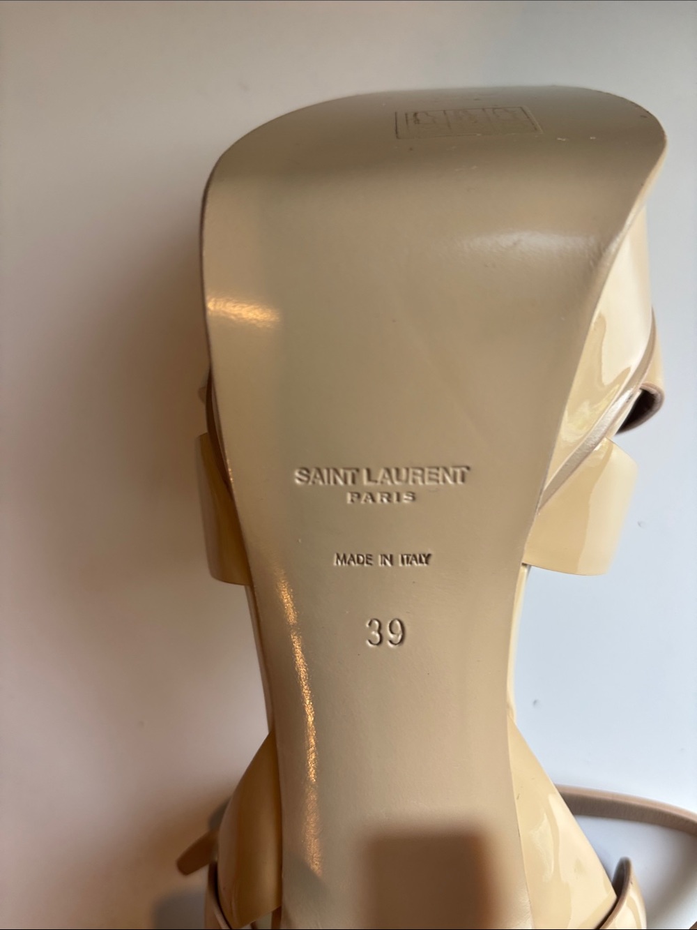 Yves Saint Laurent Patent Leather Nude T-Strap Platform Sandals - Picture 11 of 11